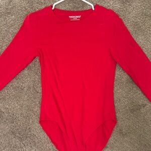 American Apparel Red Long Sleeve Bodysuit Cotton Spandex